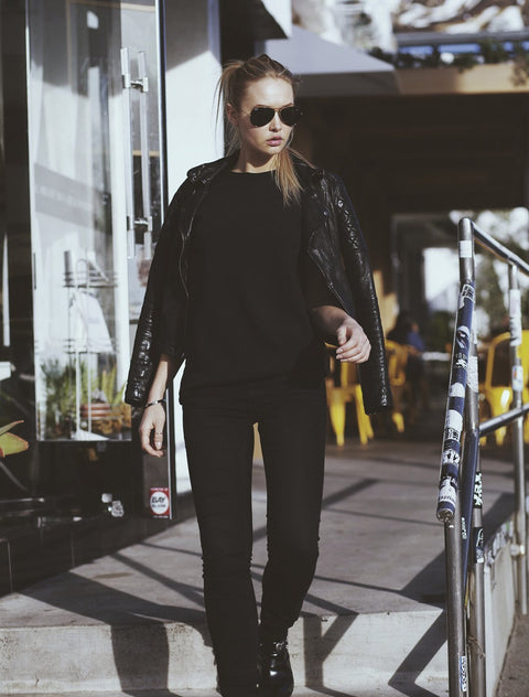 Roll Sleeve Sweatshirt Tee / Black - Sweatshirt - FORREST and BOB
